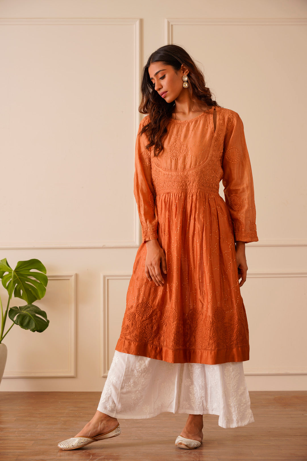 Rain & Rainbow Women Orange & Pink Ethnic Printed Sequinned Pure Cotton  Kurti Price in India, Full Specifications & Offers | DTashion.com